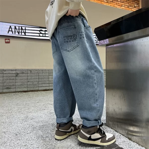 Boy Jeans For Teenage Casual Style Letter Pattern Loose Pants For Children Toddler Kids Clothes 4 6 8 9 10 11 12 13 14 Years - Image 2