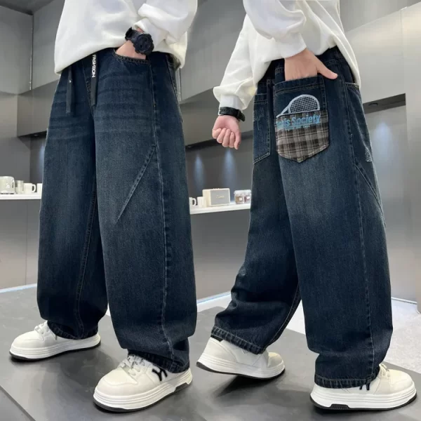 Boy Jeans For Teenage Casual Style Letter Pattern Loose Pants For Children Toddler Kids Clothes 4 6 8 9 10 11 12 13 14 Years - Image 9