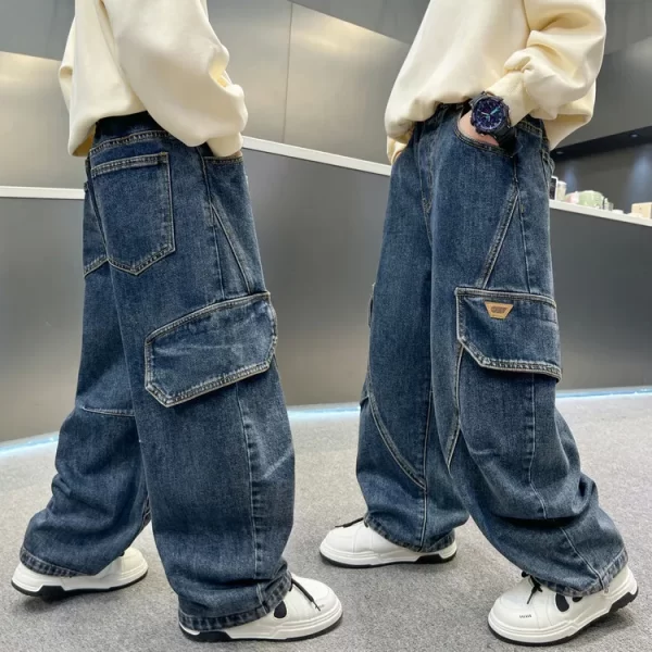 Boy Jeans For Teenage Casual Style Letter Pattern Loose Pants For Children Toddler Kids Clothes 4 6 8 9 10 11 12 13 14 Years - Image 8