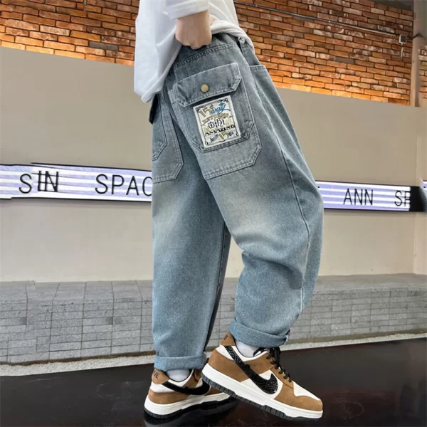 Boy Jeans For Teenage Casual Style Letter Pattern Loose Pants For Children Toddler Kids Clothes 4 6 8 9 10 11 12 13 14 Years - Image 4